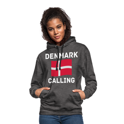 Kontrast-Hoodie - Denmark calling - Anthrazit/Schwarz