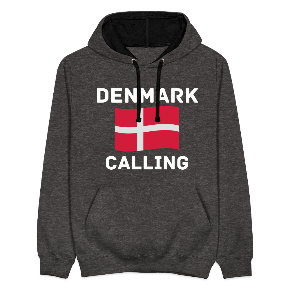 Kontrast-Hoodie - Denmark calling - Anthrazit/Schwarz