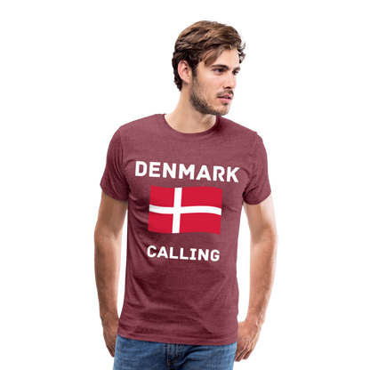 Männer Premium T-Shirt - Denmark calling - Bordeauxrot meliert