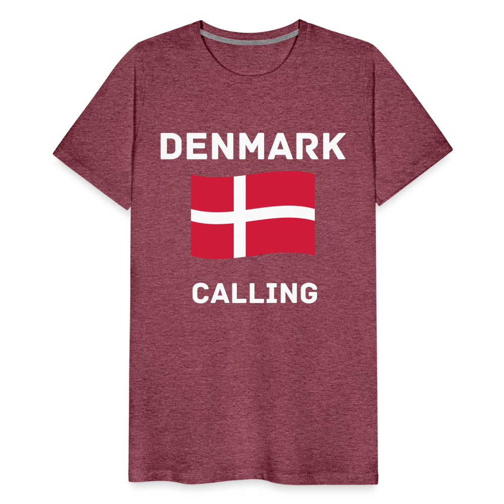 Männer Premium T-Shirt - Denmark calling - Bordeauxrot meliert