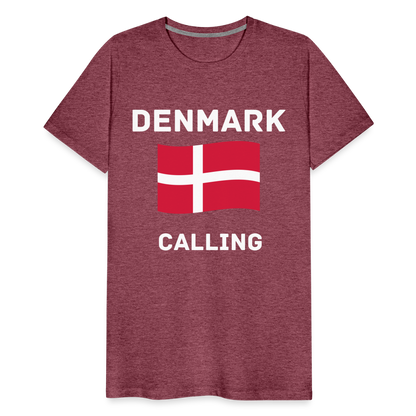 Männer Premium T-Shirt - Denmark calling - Bordeauxrot meliert