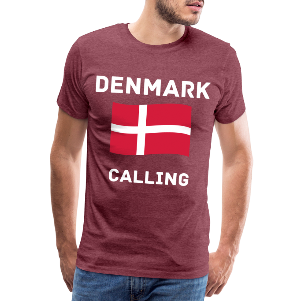 Männer Premium T-Shirt - Denmark calling - Bordeauxrot meliert