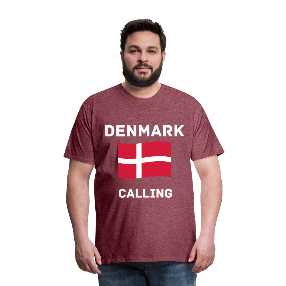 Männer Premium T-Shirt - Denmark calling - Bordeauxrot meliert