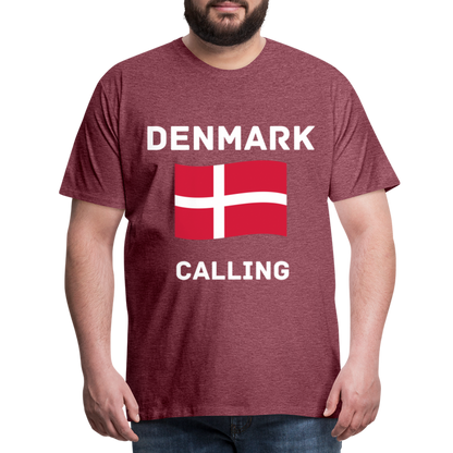 Männer Premium T-Shirt - Denmark calling - Bordeauxrot meliert