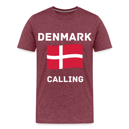 Männer Premium T-Shirt - Denmark calling - Bordeauxrot meliert