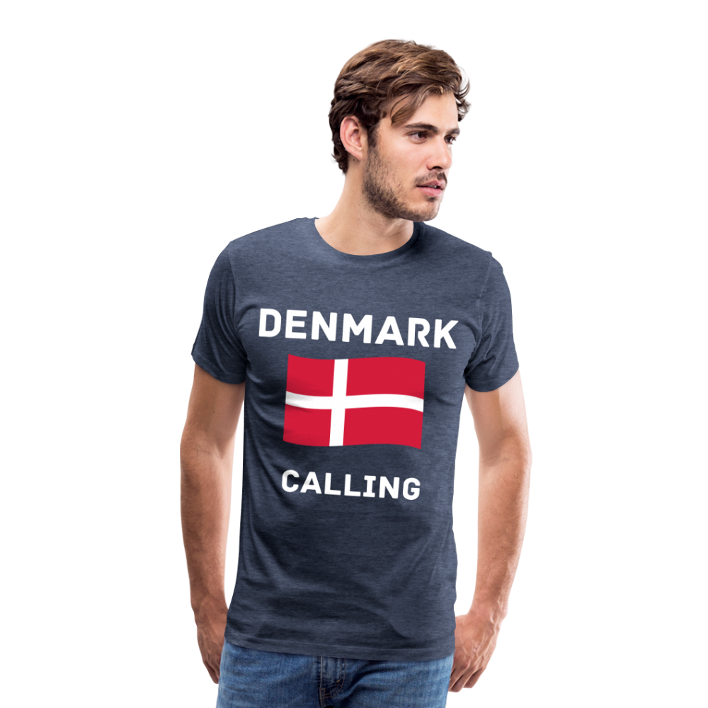 Männer Premium T-Shirt - Denmark calling - Blau meliert