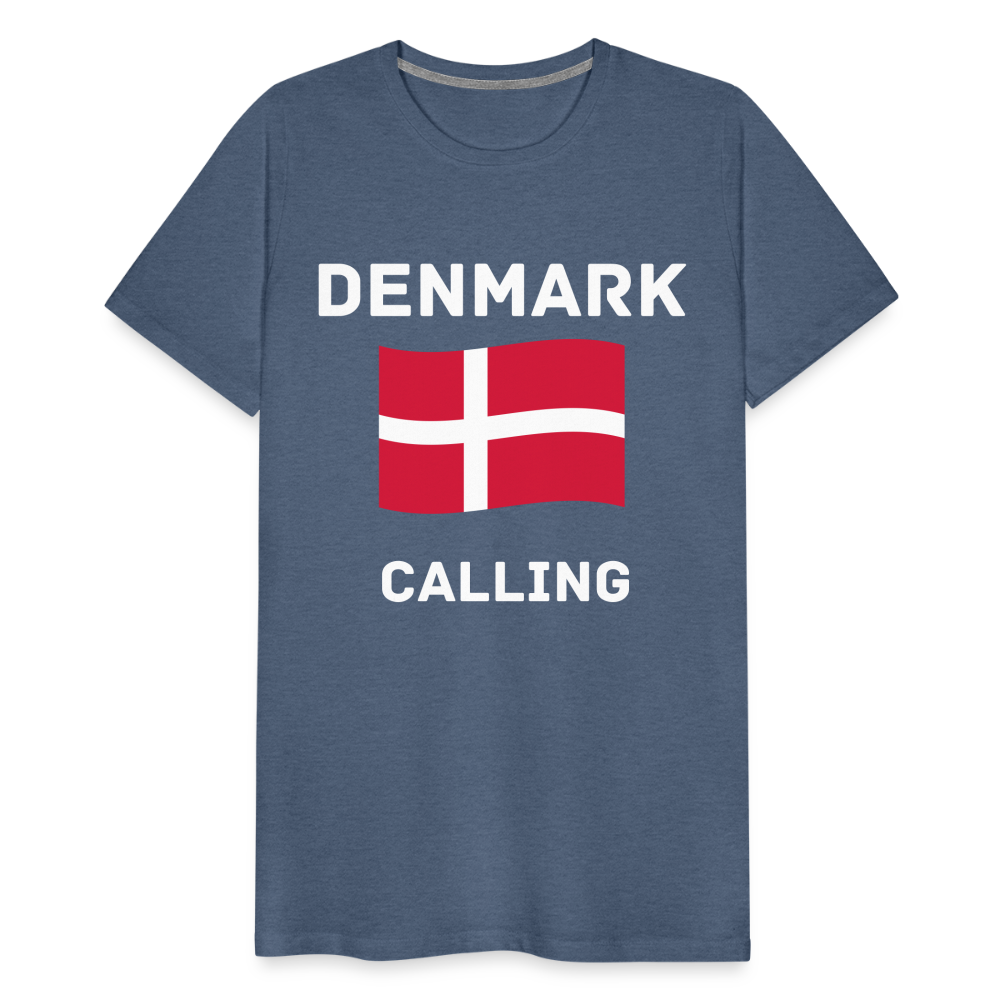 Männer Premium T-Shirt - Denmark calling - Blau meliert