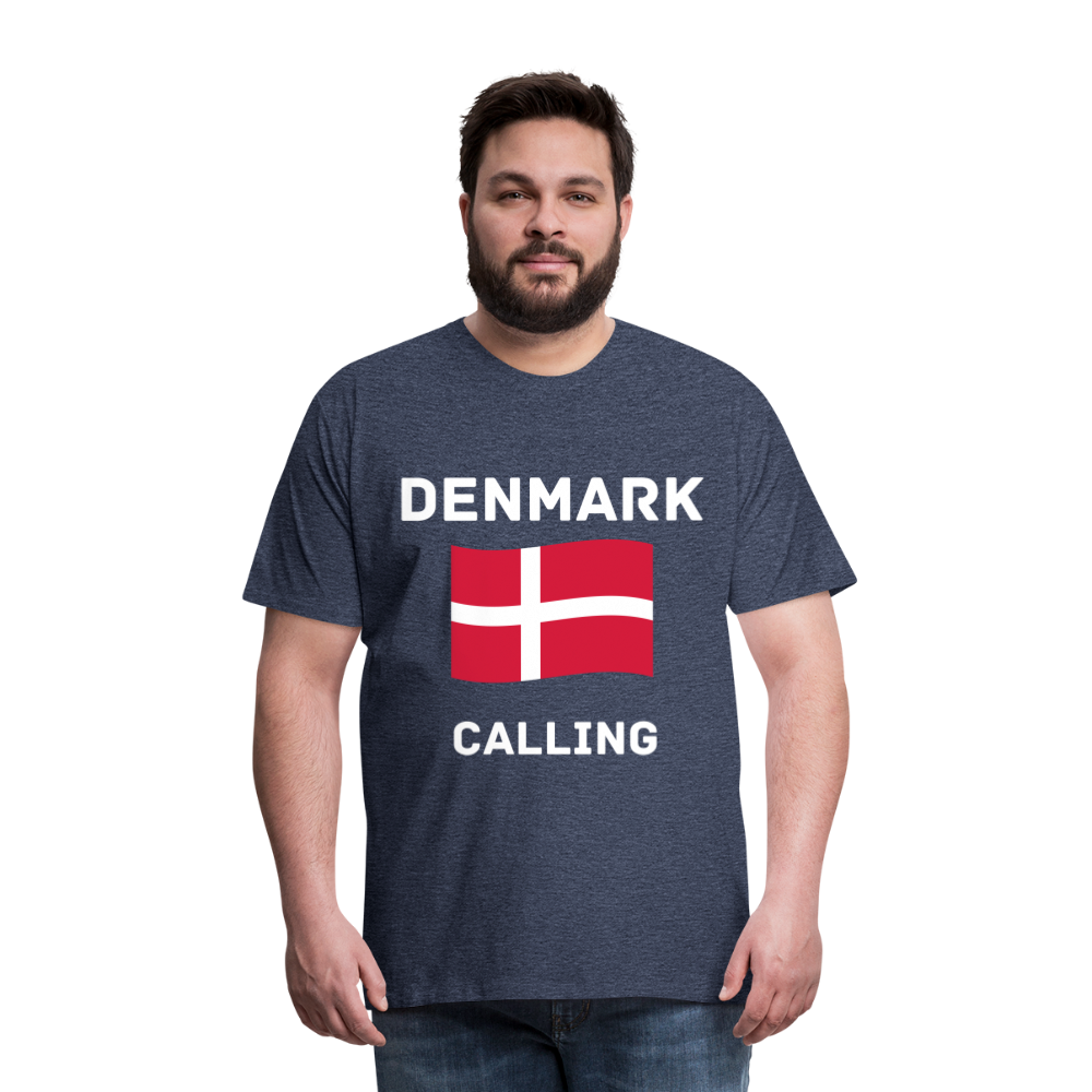 Männer Premium T-Shirt - Denmark calling - Blau meliert