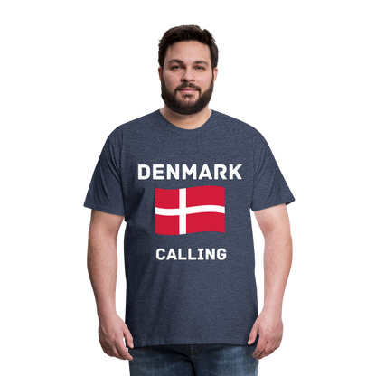 Männer Premium T-Shirt - Denmark calling - Blau meliert