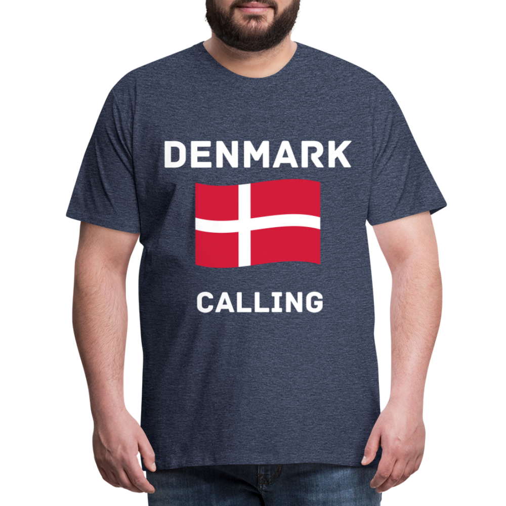 Männer Premium T-Shirt - Denmark calling - Blau meliert