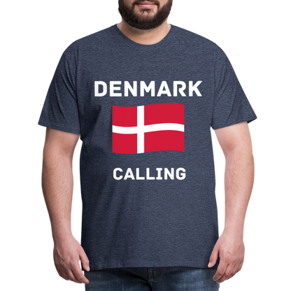 Männer Premium T-Shirt - Denmark calling - Blau meliert