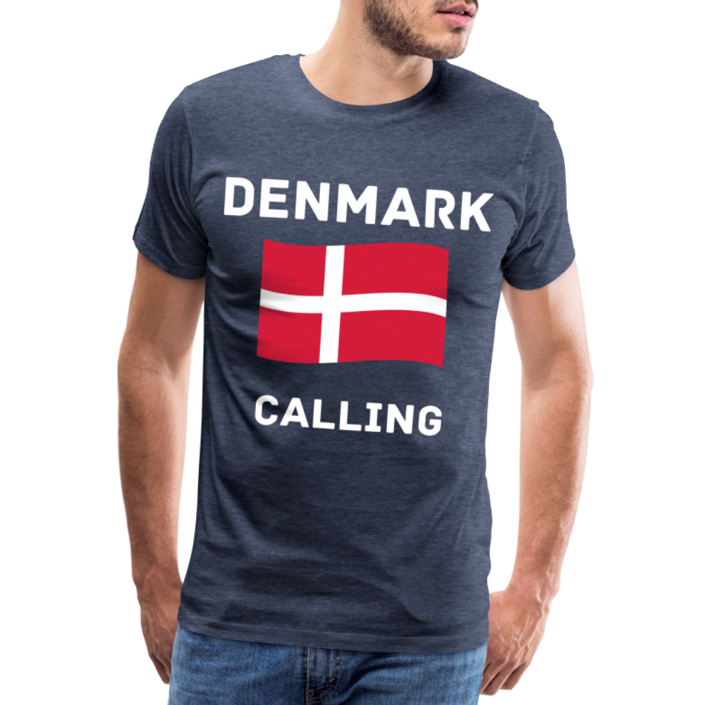 Männer Premium T-Shirt - Denmark calling - Blau meliert