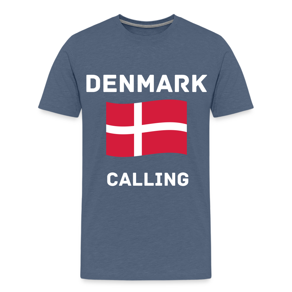 Männer Premium T-Shirt - Denmark calling - Blau meliert