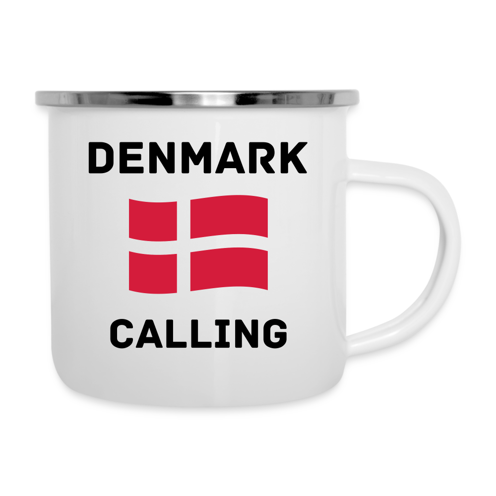 Emaille-Tasse - Denmark calling - weiß