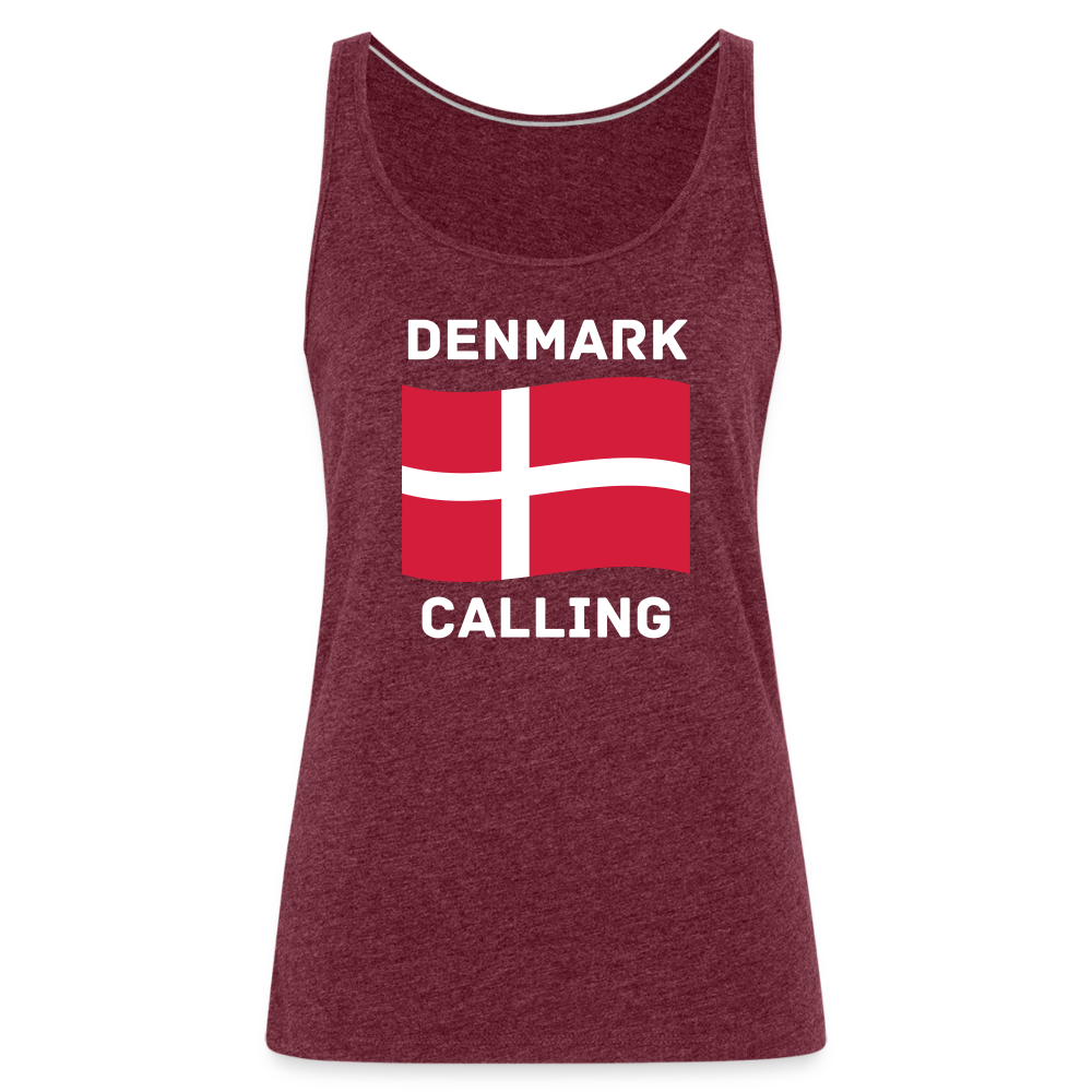 Frauen Premium Tank Top - Denmark calling - Bordeauxrot meliert