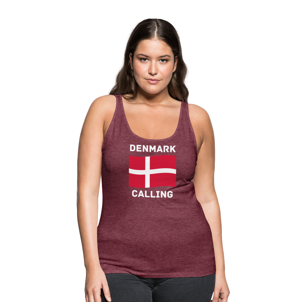 Frauen Premium Tank Top - Denmark calling - Bordeauxrot meliert