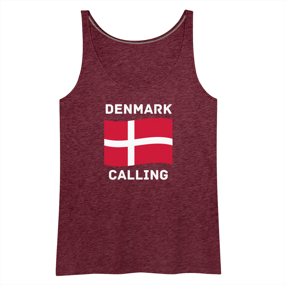 Frauen Premium Tank Top - Denmark calling - Bordeauxrot meliert