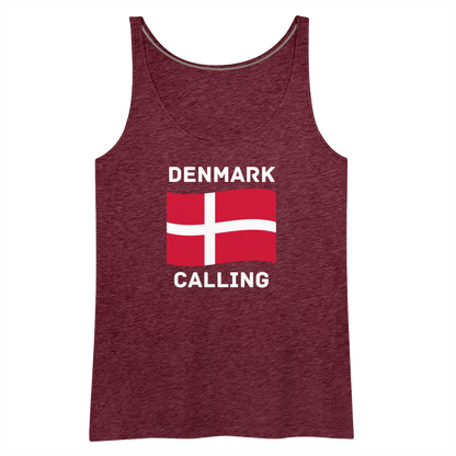 Frauen Premium Tank Top - Denmark calling - Bordeauxrot meliert