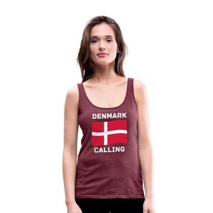 Frauen Premium Tank Top - Denmark calling - Bordeauxrot meliert