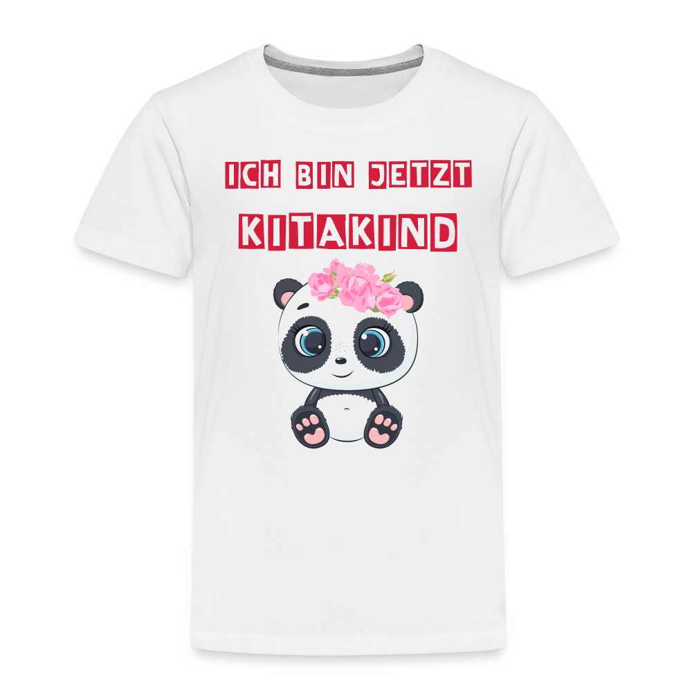 Kinder Premium T-Shirt - Kitakind Panda Mädchen - weiß