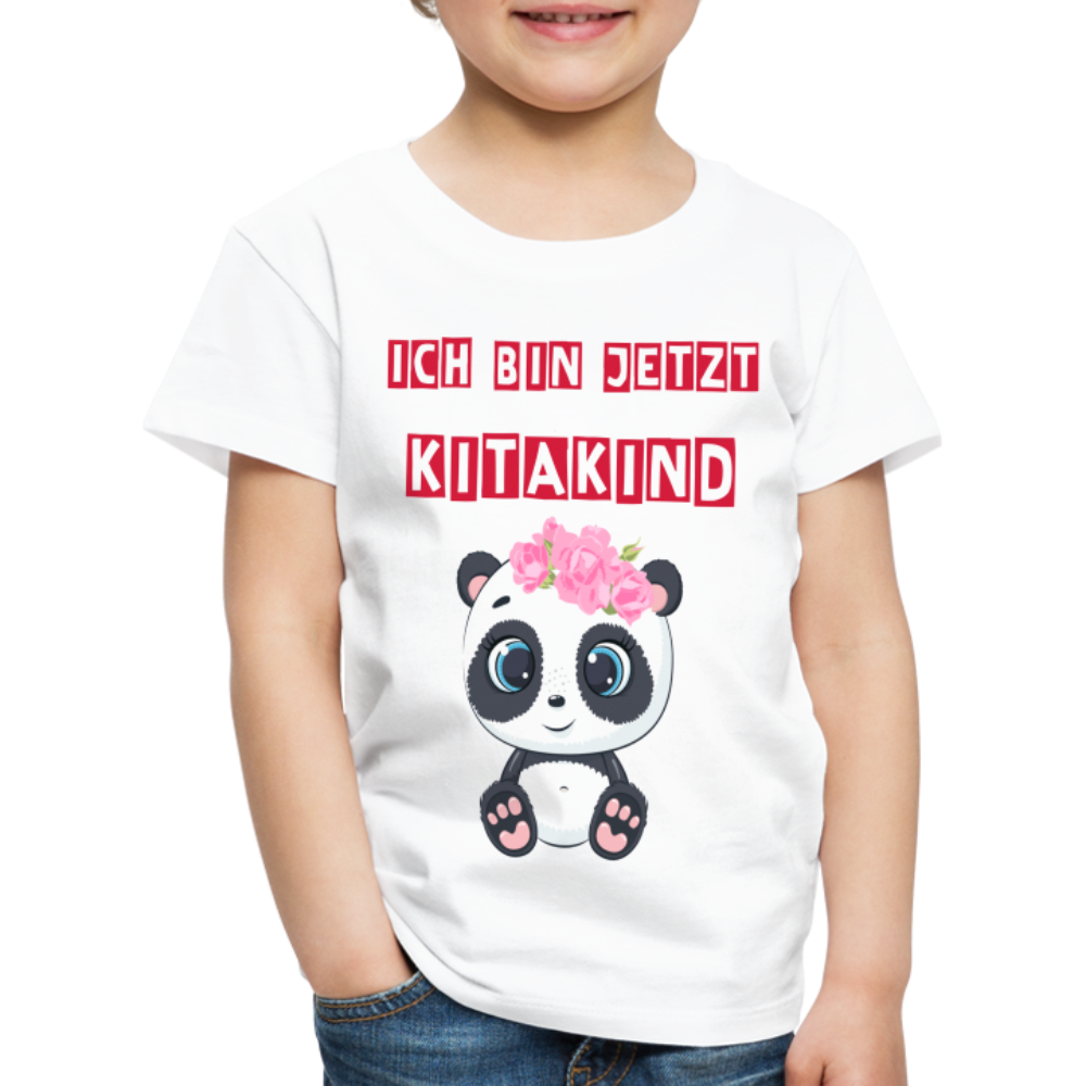 Kinder Premium T-Shirt - Kitakind Panda Mädchen - weiß