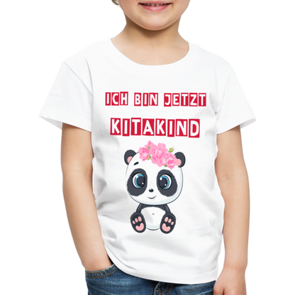 Kinder Premium T-Shirt - Kitakind Panda Mädchen - weiß