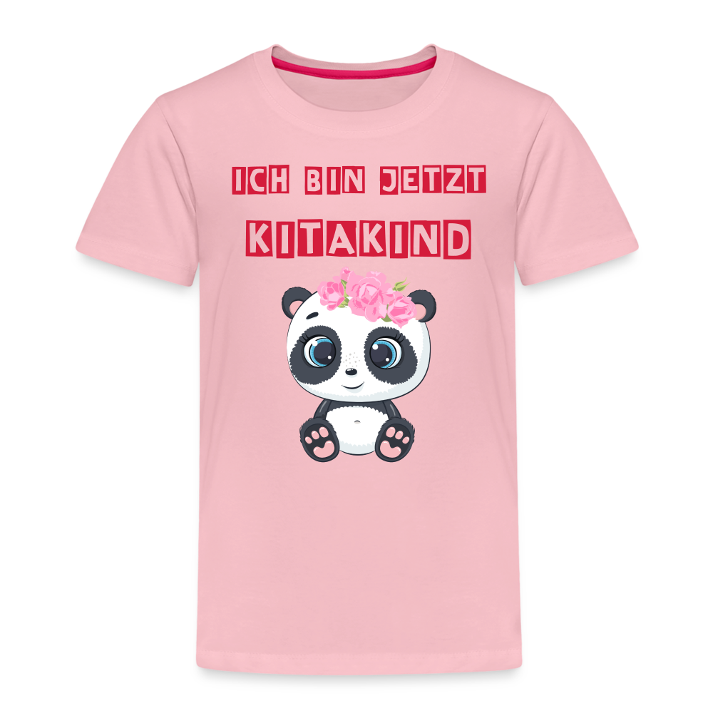 Kinder Premium T-Shirt - Kitakind Panda Mädchen - Hellrosa