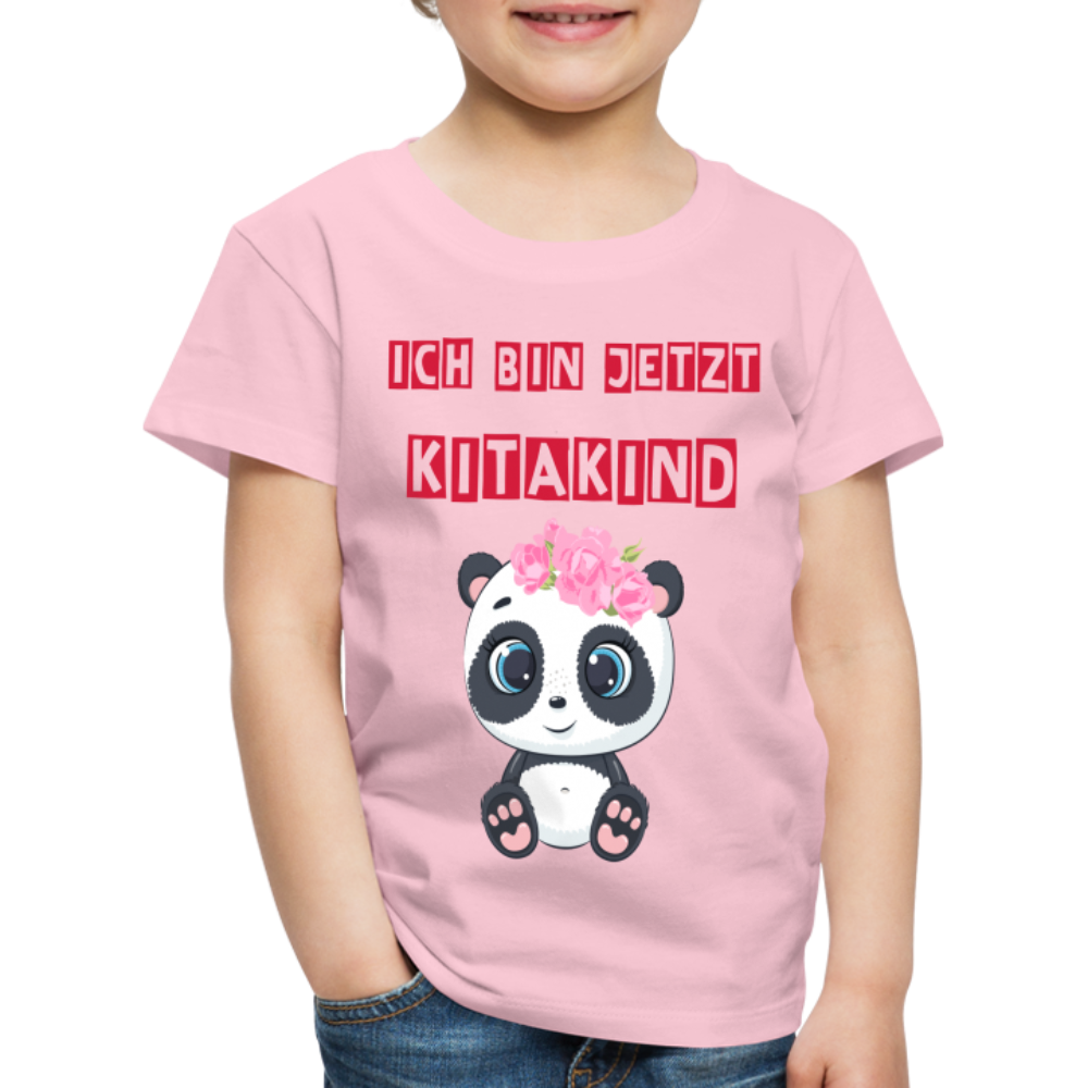 Kinder Premium T-Shirt - Kitakind Panda Mädchen - Hellrosa