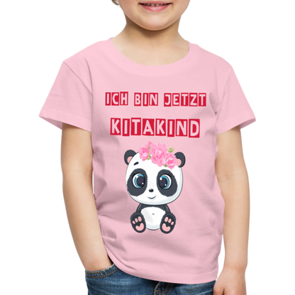 Kinder Premium T-Shirt - Kitakind Panda Mädchen - Hellrosa