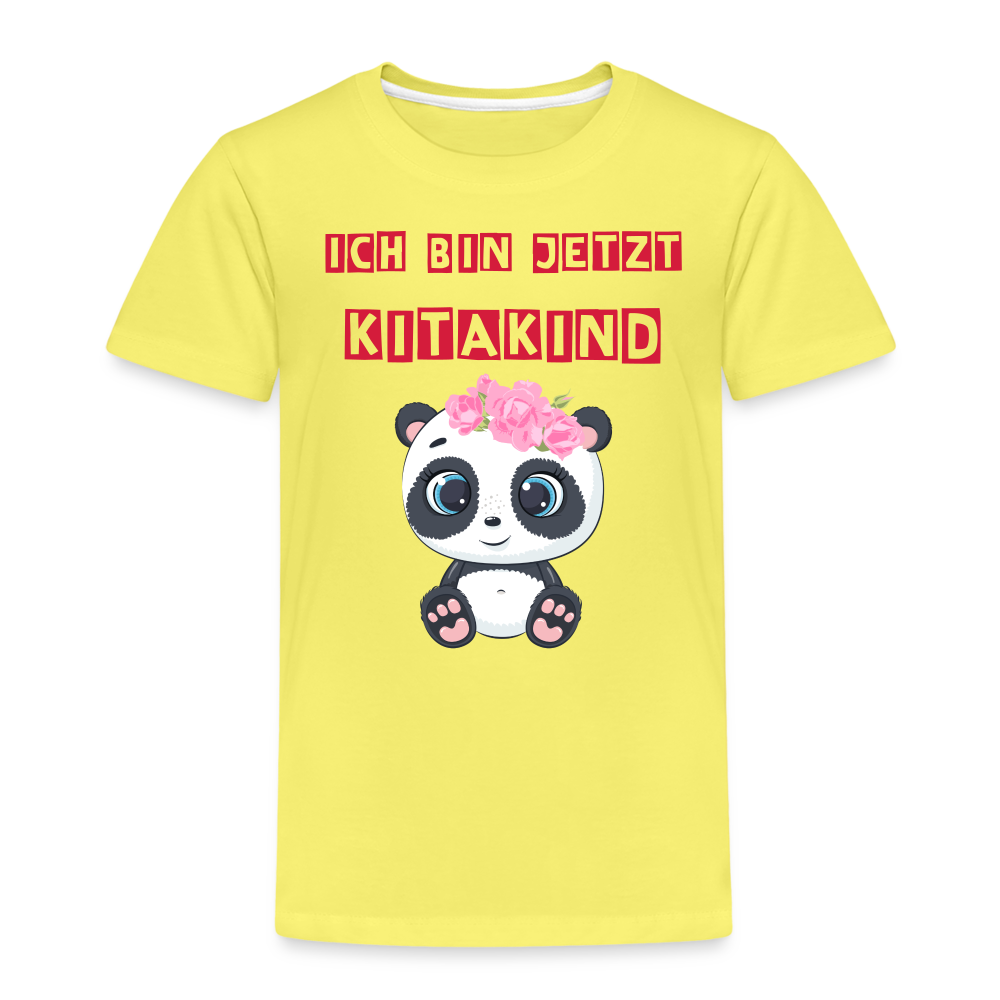 Kinder Premium T-Shirt - Kitakind Panda Mädchen - Gelb