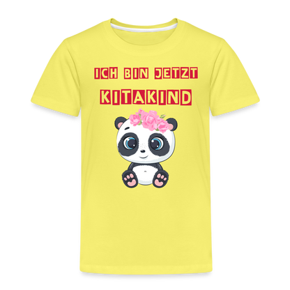 Kinder Premium T-Shirt - Kitakind Panda Mädchen - Gelb