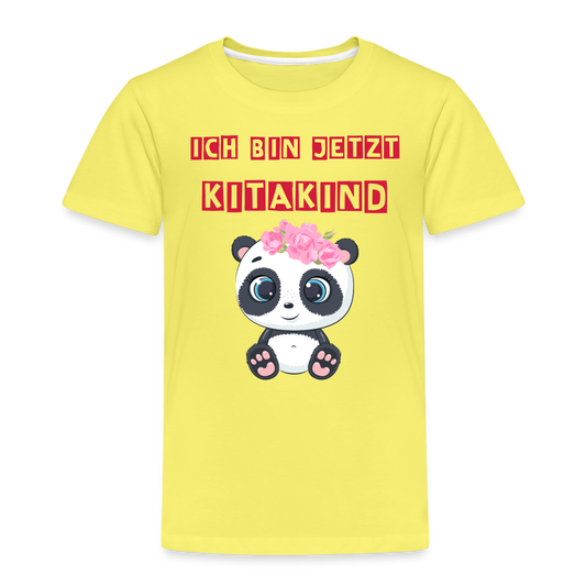 Kinder Premium T-Shirt - Kitakind Panda Mädchen - Gelb