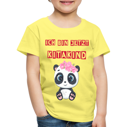 Kinder Premium T-Shirt - Kitakind Panda Mädchen - Gelb