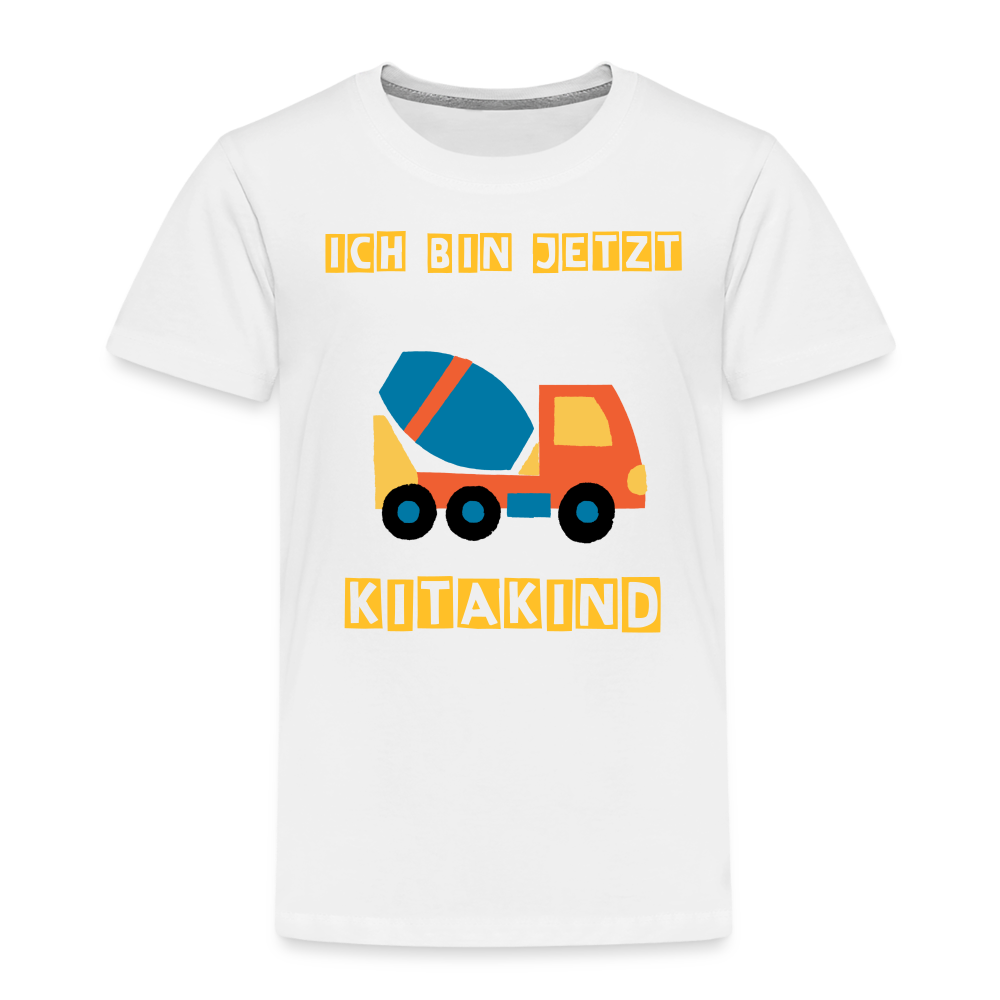 Kinder Premium T-Shirt - Kitakind Betonmischer - weiß