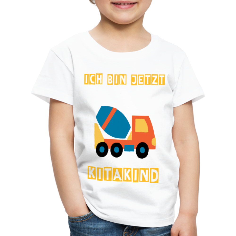 Kinder Premium T-Shirt - Kitakind Betonmischer - weiß