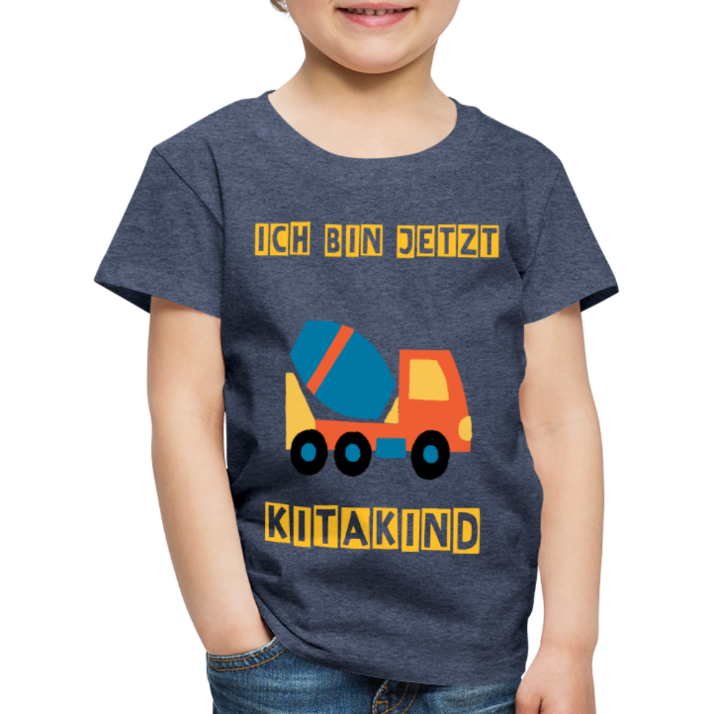 Kinder Premium T-Shirt - Kitakind Betonmischer - Blau meliert