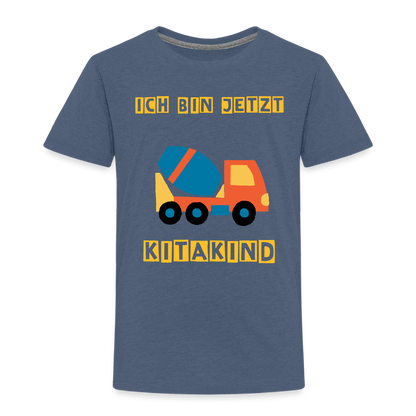 Kinder Premium T-Shirt - Kitakind Betonmischer - Blau meliert