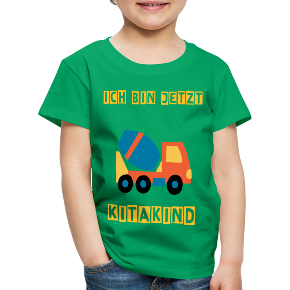 Kinder Premium T-Shirt - Kitakind Betonmischer - Kelly Green