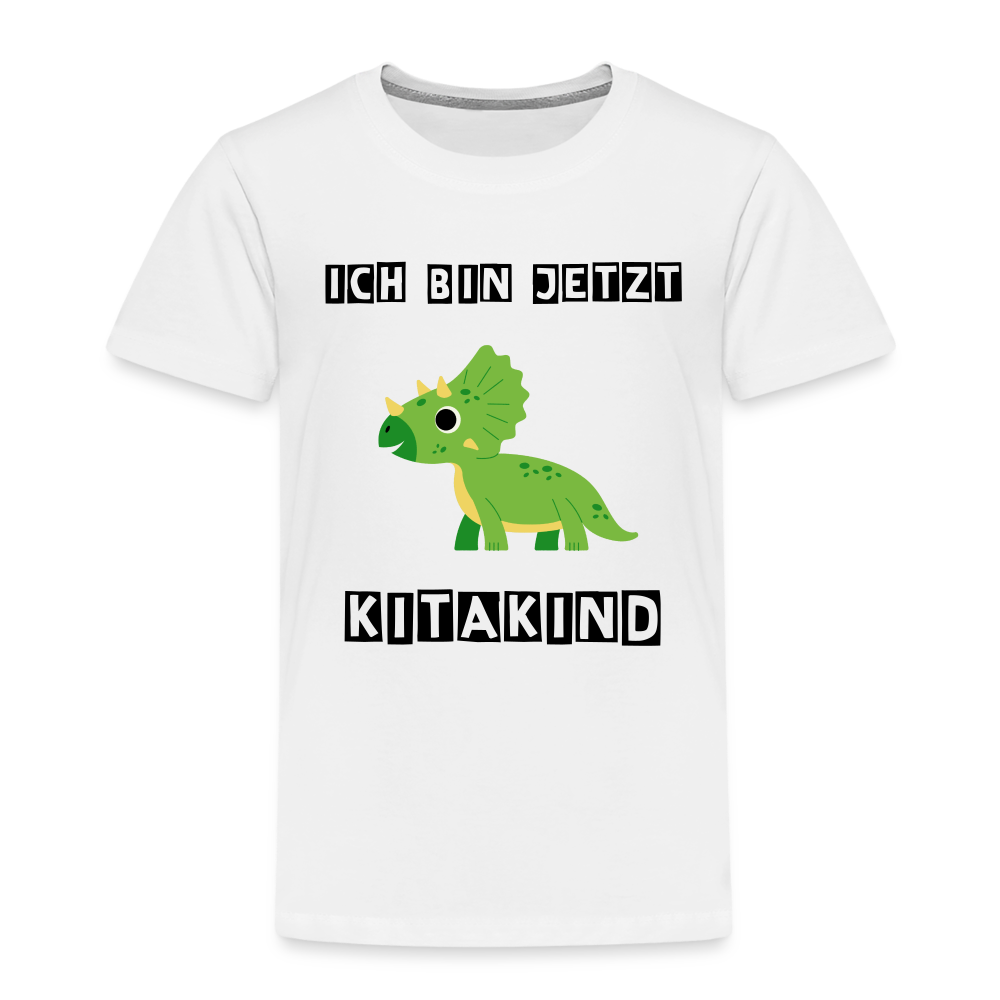 Kinder Premium T-Shirt - Kita Kind Dino grün - weiß