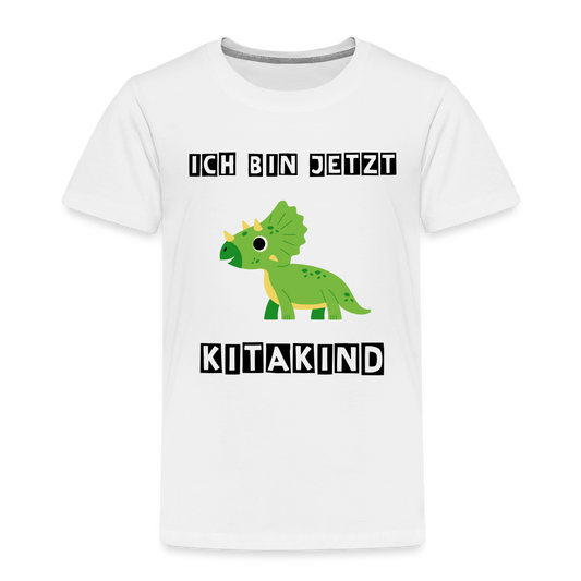 Kinder Premium T-Shirt - Kita Kind Dino grün - weiß