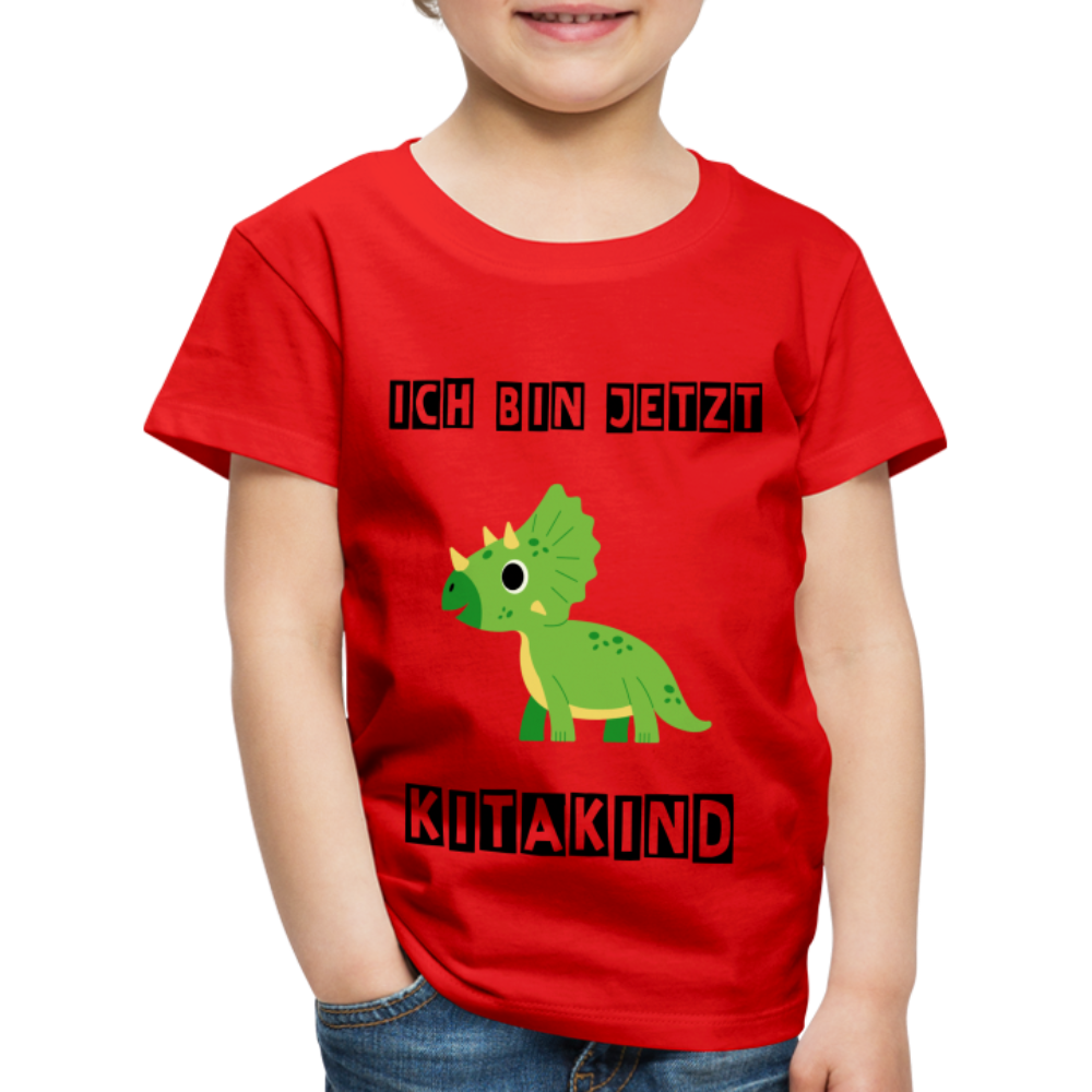 Kinder Premium T-Shirt - Kita Kind Dino grün - Rot