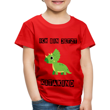 Kinder Premium T-Shirt - Kita Kind Dino grün - Rot