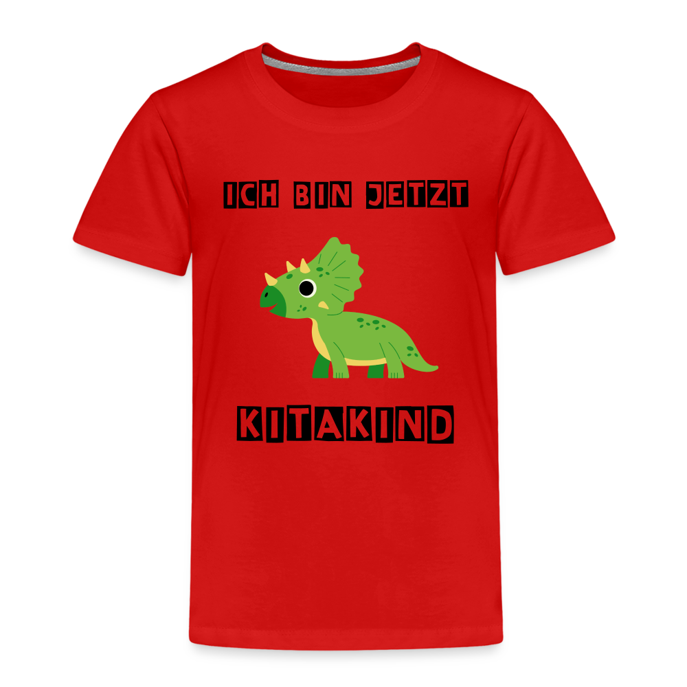 Kinder Premium T-Shirt - Kita Kind Dino grün - Rot