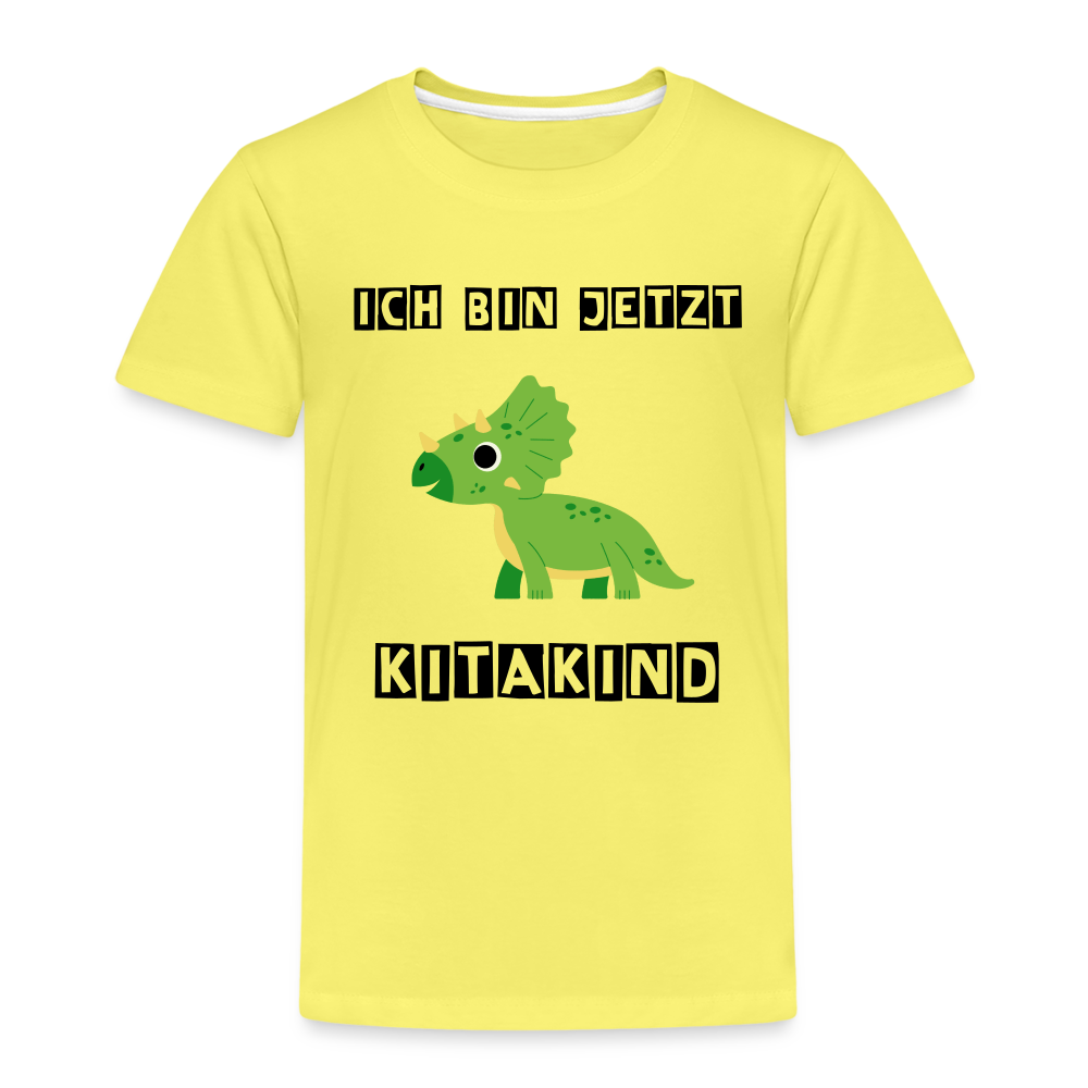 Kinder Premium T-Shirt - Kita Kind Dino grün - Gelb