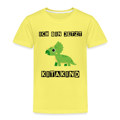 Kinder Premium T-Shirt - Kita Kind Dino grün - Gelb