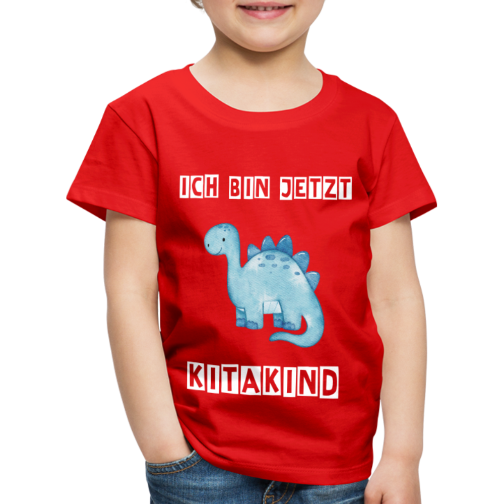 Kinder Premium T-Shirt - Kitakind Dino blau - Rot