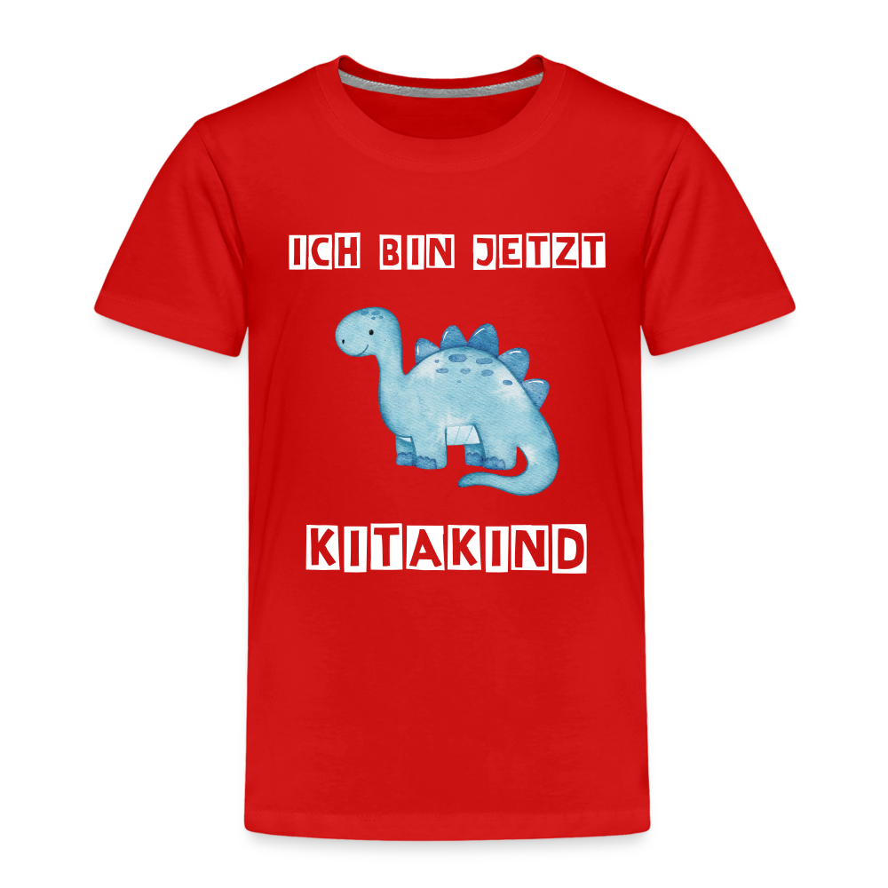 Kinder Premium T-Shirt - Kitakind Dino blau - Rot