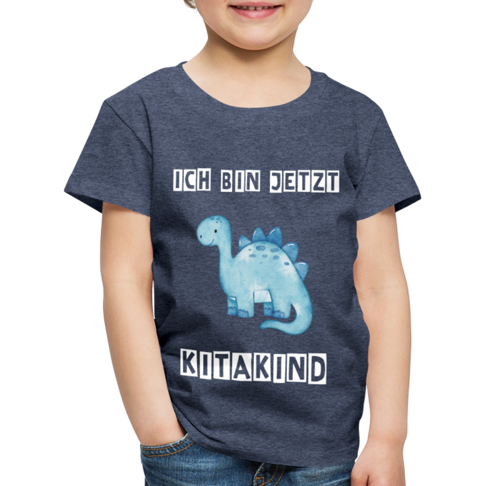 Kinder Premium T-Shirt - Kitakind Dino blau - Blau meliert