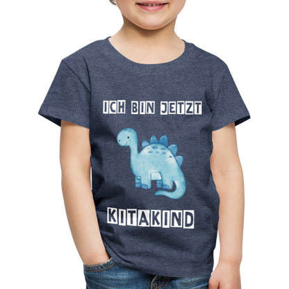 Kinder Premium T-Shirt - Kitakind Dino blau - Blau meliert