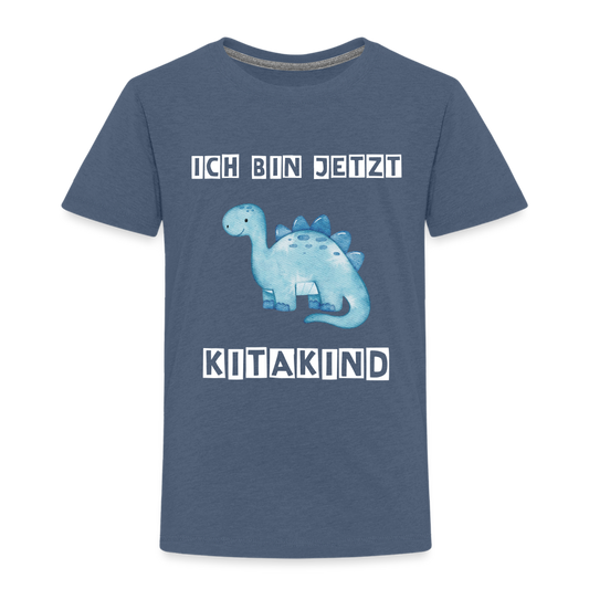 Kinder Premium T-Shirt - Kitakind Dino blau - Blau meliert